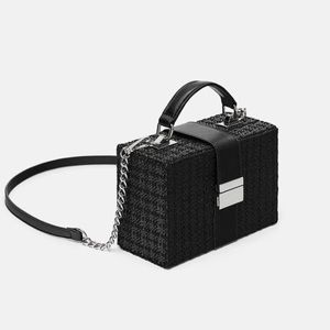 New! ZARA Tweed Square Crossbody Purse